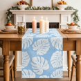 thumbnail image 2 of Table Runners 90 Inches Long Dress Scarves, Tropical Leaves Farmhouse Coffee/Dining/Kitchen Table Decor Table Runner for Living Room, Summer Natural Botanical Monstera Leaf Blue 13x90 Inch, 2 of 9