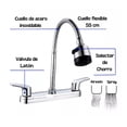 thumbnail image 2 of Grifo mezclador doble comando LAB.G Cromado cuello flexible para cocina y fregadero Plateado, 2 of 3
