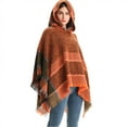 thumbnail image 1 of Poncho con capucha y estampado azteca bohemio para mujer con borlas, 1 of 6