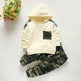 thumbnail image 2 of newwalpole Toddler Baby Boys Clothes Solid Color Hoodie Sweatshirt Tops+Camouflage Long Pants 2PCS Outfits Set White for Size 1-2 Years, 2 of 7