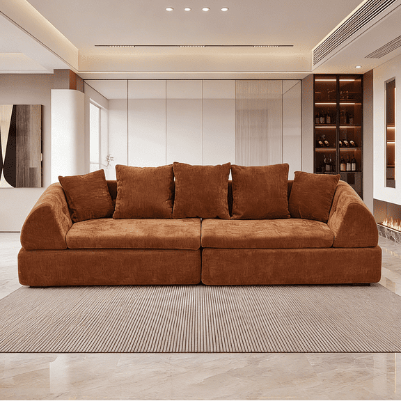 Cloud Modular Sectional Sofa with Ottoman - Shape Boneless Couch with Deep Fluffy Seat, No Assembly Required for Living Room, Bedroom, Apartment