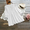 thumbnail image 2 of IROINNID Discount Ladies Long Sleeve T Shirts Solid Color Button T-shirt Blouse Round Neck Lounge Tops,White, 2 of 8