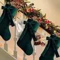thumbnail image 4 of TETOU 18.9" Velvet Christmas Stockings, Extra Thick Large Bow Velvet Christmas Stockings for Fireplace Family Holiday Christmas Party Decorations(Green), 4 of 7