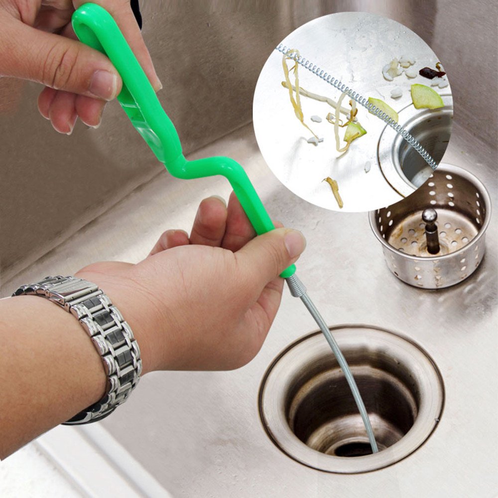 GLiving Handcranked Pipe Dredge Tool Steel Wire Spring Flexible Drain Snake Hair Catcher Shower
