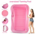 thumbnail image 2 of Inflatable Tanning Pool Lounger Float with Sprinkler, 81" x 52" Pool Floats Adult with Pillow, all in one Suntan Tub Raft Floatie with Drink Holder Sunbathing Water Lounge (Clear Pink), 2 of 5