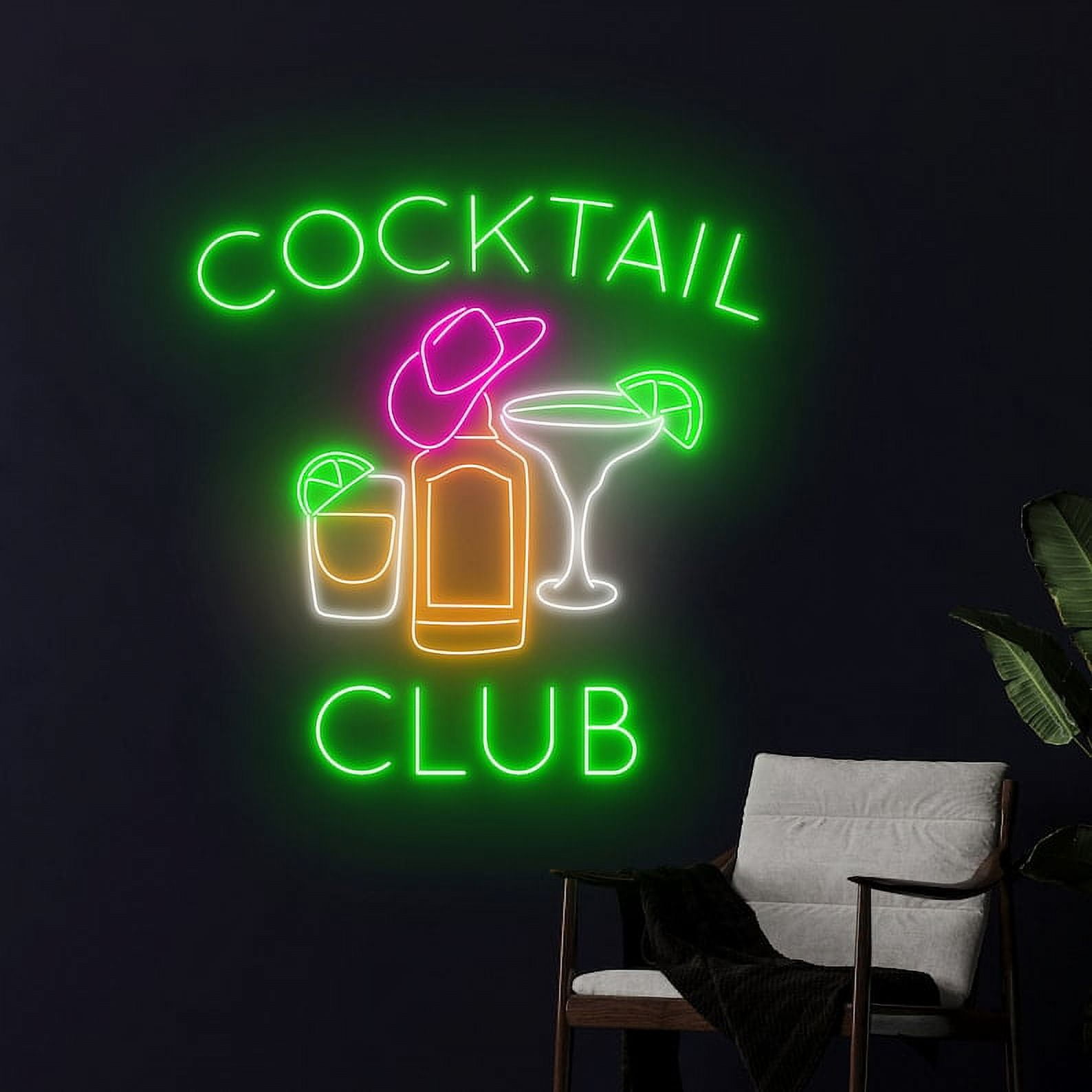 Handmadetneonsign Cocktails Club Neon Sign, Cocktails Clu LED Light, Cocktails Logo Neon Light
