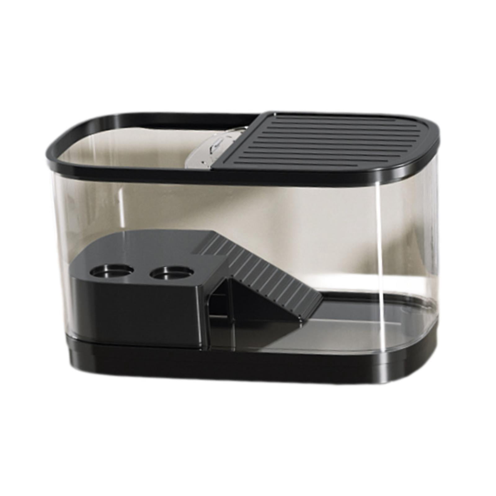 CarpNettore Turtle Tank Accessories with Covers Sturdy with Basking Platform Reptile Habitat Black Medium