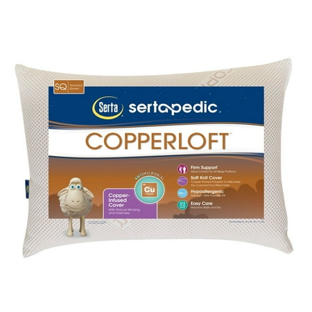 Sertapedic CopperLoft Pillow with Copper Infused Cover, Standard/Queen