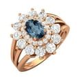thumbnail image 2 of Mooneye 4.03 Ctw Oval London Blue Topaz 925 Sterling Silver Rose Plated Solitaire Women Graduation Gift Ring, 2 of 5