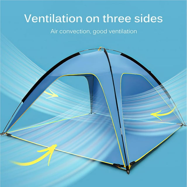 Beach Ventilated Tent Detachable Double Pole Ventilated Tent UV Protection 3-sided Ventilated Spacious Tent with Removable Bottom Pad for Beach Camping