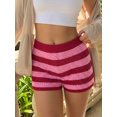 thumbnail image 4 of LMLYSoH Women’s Knit Shorts Summer Fashion Low Waist Stripes Print Mini Shorts Stretchy Shorts, 4 of 9