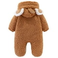 thumbnail image 4 of qILAKOG Fleece Baby Bunting Bodysuit – Infant One Piece Kids Hooded Romper Outerwear Toddler Jacket Newborn Baby Onesie Snowsuit Footie Romper Fleece Hooded Jumpsuit Khaki 3-6 Months, 4 of 8