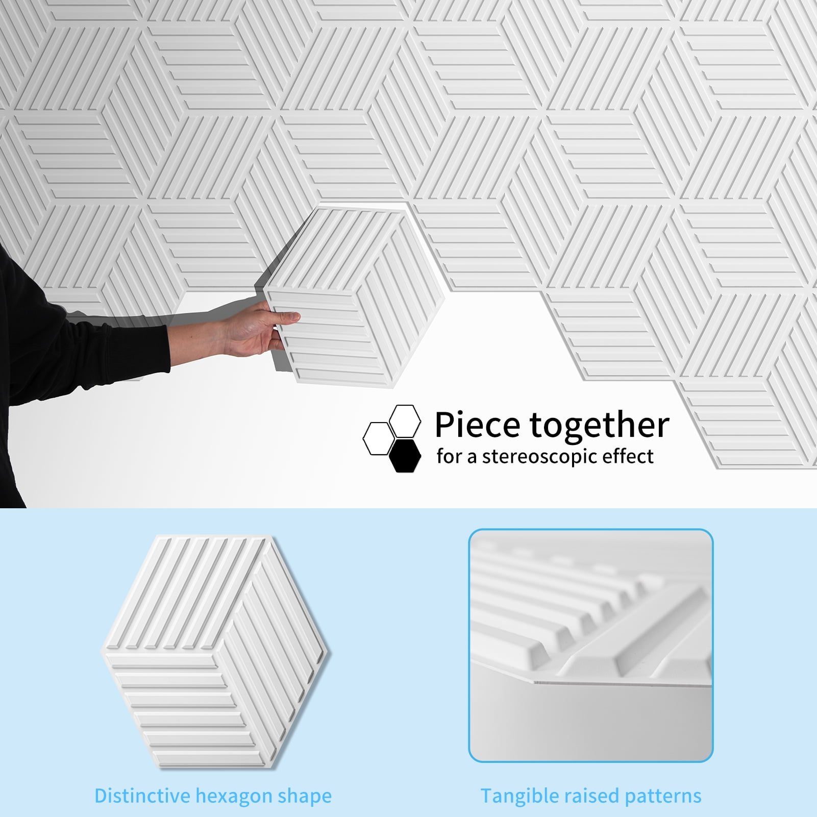 Art3d 33-Pieces 12" x 12" 3D Line Cube 3D Wall Panel,32 Sq.ft/Case