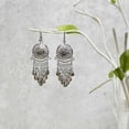thumbnail image 2 of Alpaca Silver Metal Long Chandelier Dangle Earrings - Womens Fashion Handmade Jewelry Boho Accessories, 2 of 2