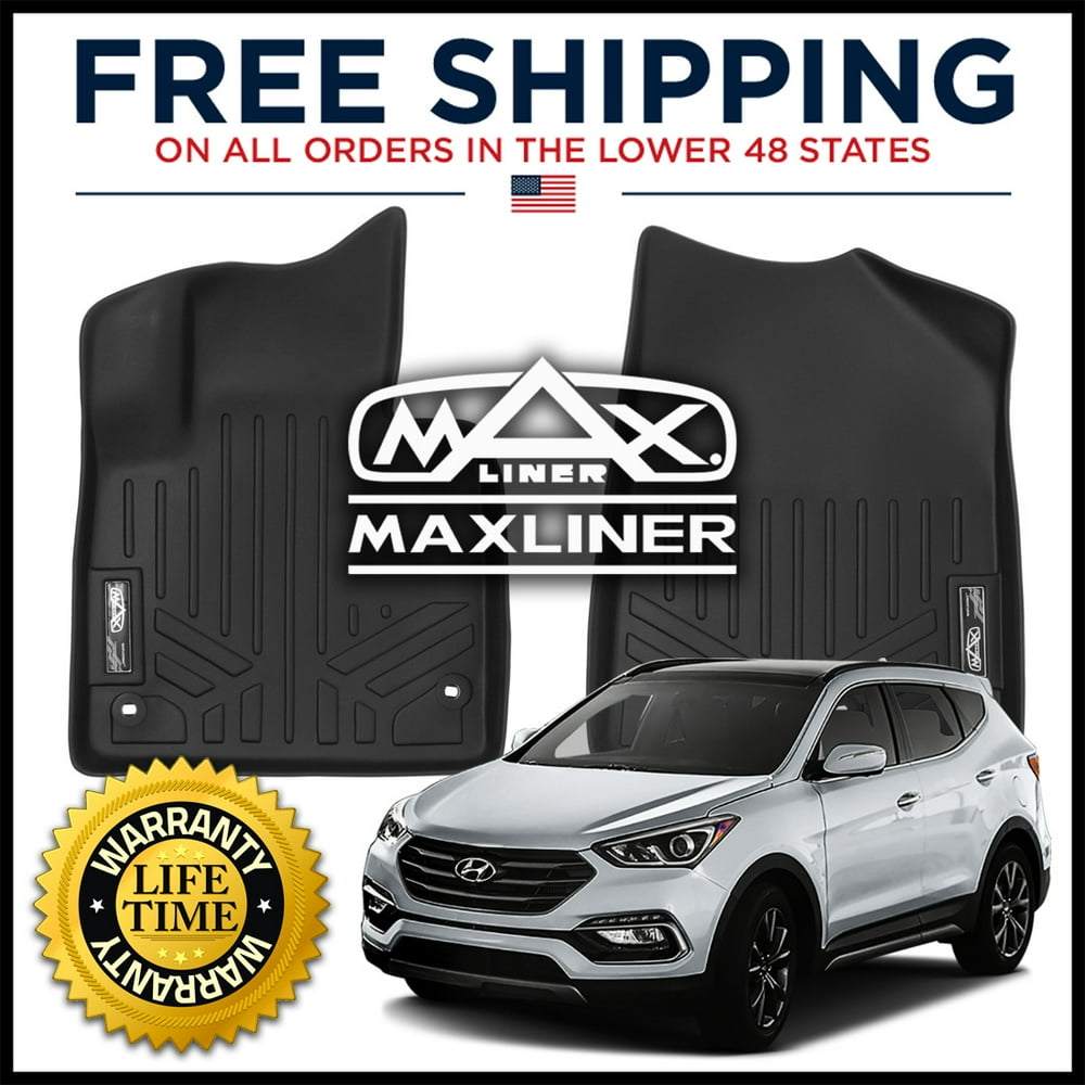 MAXFLOORMAT Front 1st Row Floor Liner Mats BLACK For Hyundai Santa Fe