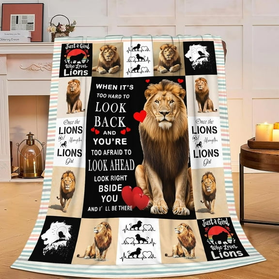 Lion Blanket Lion King Fleece Throw Blanket Fuzzy Plush Super Soft Cozy Warm Lion Decor Stuffed Animal Bedding Blanket Gifts for Boys Girls Kids Adult Men Women Lion-1