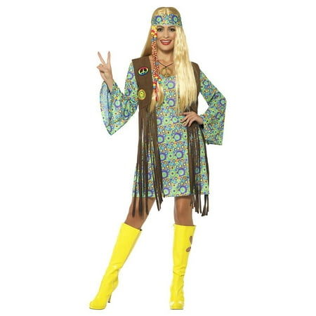 60s Hippie Chick Costume, with Dress, Medium