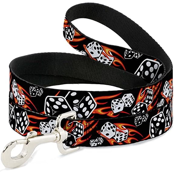 buckle-down dl-w30601-n narrow 0.5" flaming dice dog leash