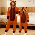 thumbnail image 4 of Christmas Pajamas Christmas Family Matching Adult Romper Long Sleeve Hooded Full Length Pants Animal Print Fleece Soft Sleepwear For Parents Brown M, 4 of 6