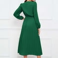 thumbnail image 4 of Hvot&aat Women's Elegant Pleated Midi Dress for Wedding Guests 2025 Fall Long Sleeve V Neck Evening Party Cocktail Dresses, 4 of 7