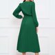 thumbnail image 5 of ICHUANYI Liquidación Vestidos plisados sólidos de manga larga con cuello en V para mujer ICHUANYI WER202308244578, 5 of 8