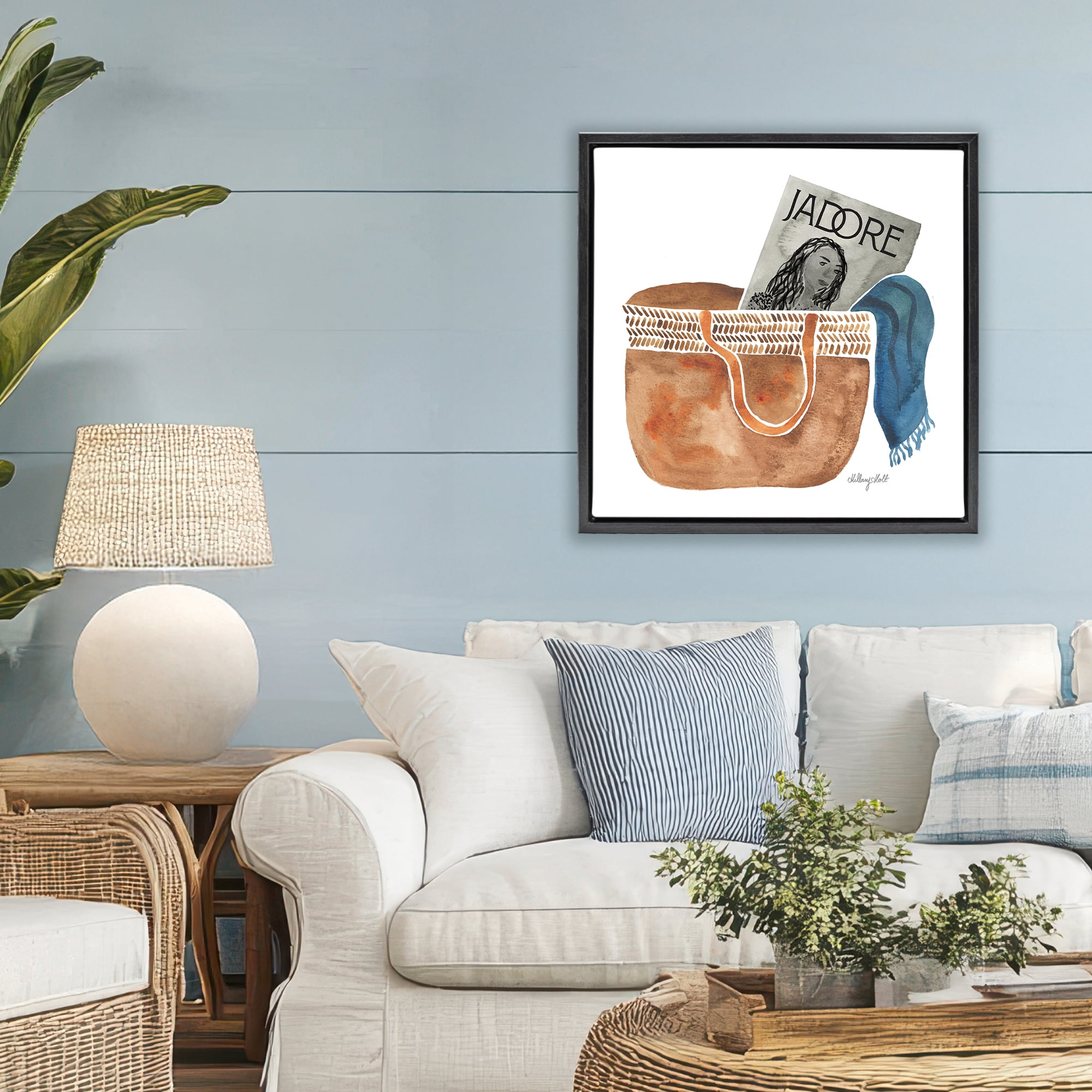 Stupell Industries Tote & Fashion Magazine Black Framed Floater Canvas Wall Art, design by Hillary Holt