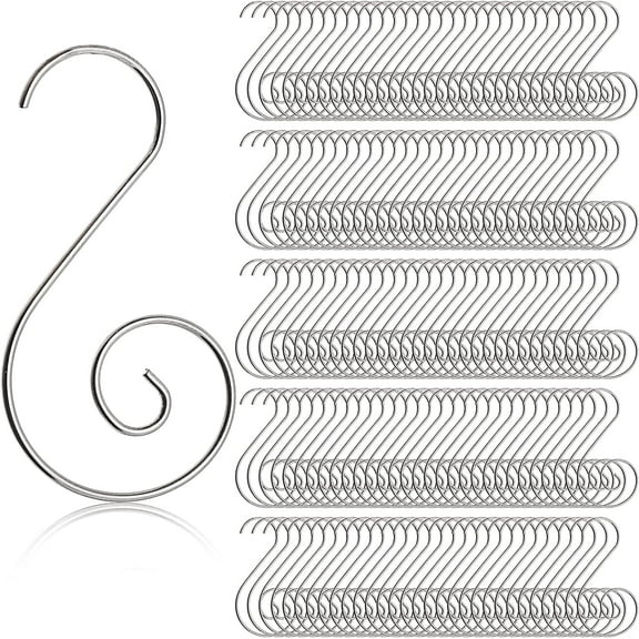 300 Pack Swirl Christmas Ornaments Hooks, Stainless Steel Christmas Tree Hanger, Christmas Stocking Hooks Great for Christmas Tree Decoration, Silver