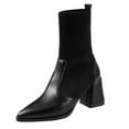 thumbnail image 2 of Nmnitkp Boots for Women Casual Stylish Thick Heel Pointed And Winter Style Suede Comfortable Height Paint Finish Increasing Waterproof Short Boots Black,39, 2 of 7