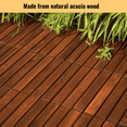 thumbnail image 4 of 30 PCS Interlocking Deck Tiles Striped Pattern, 12" x 12" Square Acacia Hardwood Outdoor Flooring for Patio, Bancony, Pool Side, 4 of 10