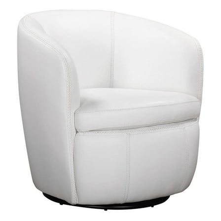 Maklaine Traditional Snow All Italian Leather Swivel Club Chair