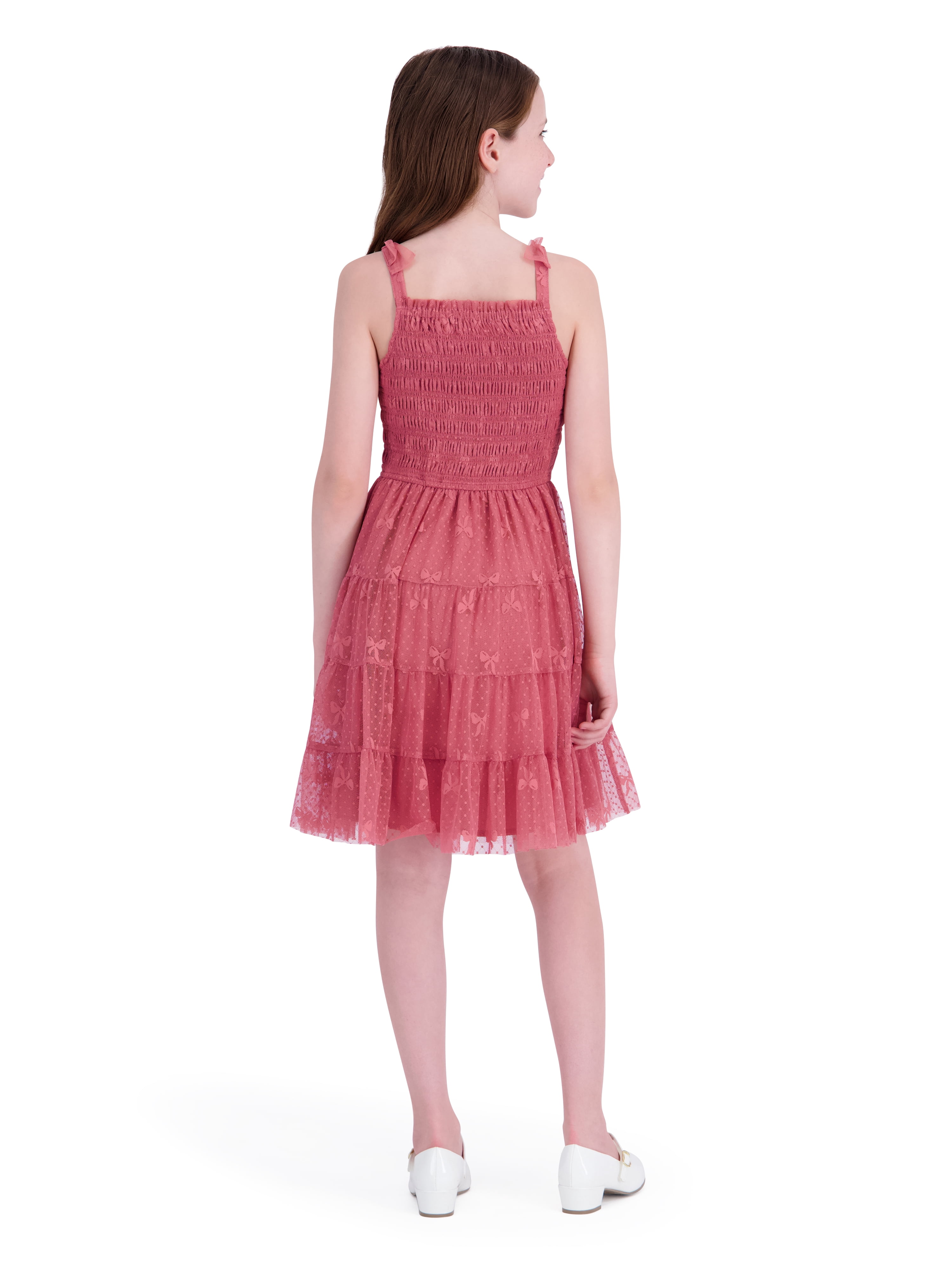 Kensie Girl Sleeveless Jacquard Bow Mesh Dress, Sizes 4-16