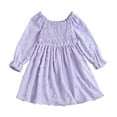thumbnail image 2 of FAOWME Big Child Girls Dress Long Sleeve Square Collar Solid Color Stylish Comfortable Dresses For Daily Wear Purple 13-14 Years, 2 of 9