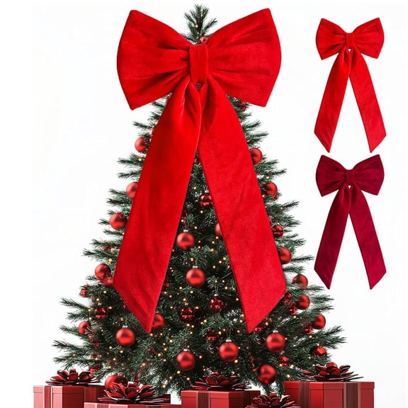 WDOBM Christmas Decorative Bows, Large Stuffed Velvet Bow Christmas Tree Wall Hanging Decor, Christmas Tree Bow, Velvet Christmas Bows for Home Decor Indoor