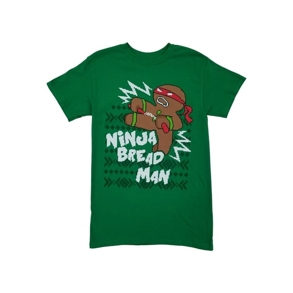 Mens Green Ninja Bread Man Gingerbread Man Novelty Christmas T-Shirt XX-Large