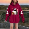 thumbnail image 2 of SERTG Children Halloween Printed Hooded Tops Long Sleeved Sweatshirt with Pockets Fleece Top Hooded Sweatshirt for Girls 3-14 Years(Red,5-6 Years), 2 of 4