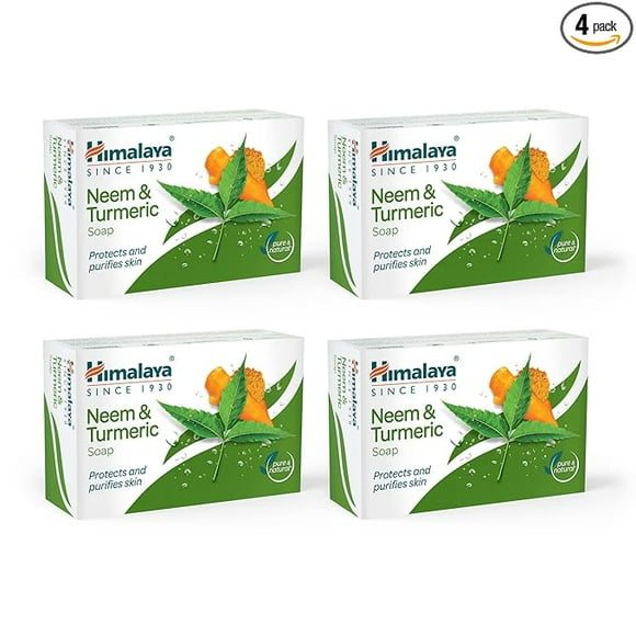 Himalaya Herbals Savon au Neem et au Curcuma, 125 g (Lot de 4) avec Emballage Économique Économisez Rs.20