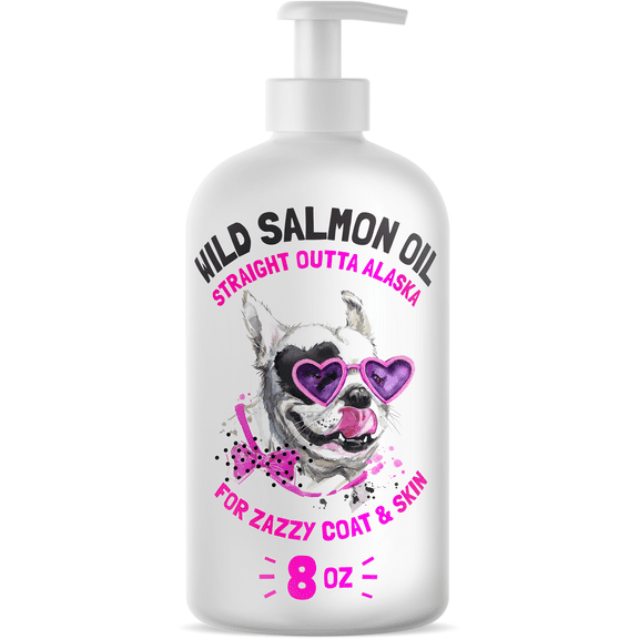 Wild Alaskan Salmon Oil for Dogs & Cats - Pure Fish Omega 3 6 9 Liquid EPA DHA Fatty Acids - Skin & Coat Supplement - Supports Joint Function, Brain, Eye, Immune & Heart Health - Made in USA 8 oz