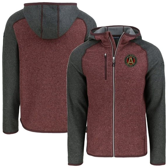 Men's-Cutter & Buck  Heather Maroon Atlanta United FC Mainsail Full-Zip Hooded Jacket