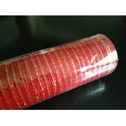 Metallic Poly Deco Mesh - Red/Gold