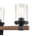 thumbnail image 3 of Millennium Lighting  Taos 4 Bathroom Vanity Light in Matte Black/Wood Grain with Seeded Glass shades, 3 of 5