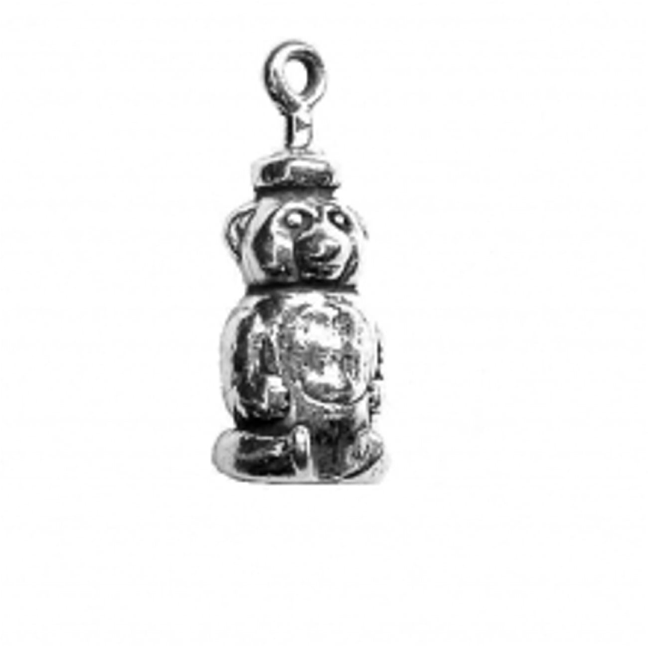 Sterling Silver Womens 1mm Box Chain 3D Small Walking Bear Head Down Pendant Necklace