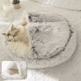 thumbnail image 4 of Plush Round Hooded Pet Bed, Warm Dog Bed For Small Dogs, Fluffy Soft Cat Bed, Donut Pet Cushion, 4 of 10