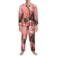 thumbnail image 3 of Sikiie Delicate Pink Carnations A Mens Pajama Set, Soft Warm Long Sleeve Sleepwear, Cozy Button-Down Pjs for Men-Small, 3 of 7