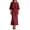 Burgundy, variant on TEAJOPSUU Womens 2 Piece Outfit Sets 3/4 Sleeve Crew Neck Crop Top and Back Zipper A Line Maxi Skirt Sets Casual Fall Summer Matching Wear Beige