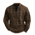thumbnail image 2 of Men's Casual Retro American Style Graphic Print Crewneck Sweatshirt, Long Sleeve Quarter-Zip Pullover Hoodie, Fall Spring Streetwear Daily Outfit,Coffee,L, 2 of 4