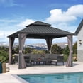 thumbnail image 2 of PURPLE LEAF 12 X 12 Permanent Hardtop Gazebo Outdoor Aluminum Galvanized Steel Double Roof Netting and Curtains Patio Lawn Garden Grey, 2 of 9