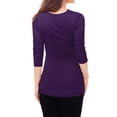 thumbnail image 4 of INSPIRE CHIC Women's Cowl Neck Long Sleeve Top Button Decor Ruched Front Regular Fit Pullover Top XL Purple, 4 of 6
