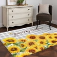 thumbnail image 3 of Yellow Sunflowers Area Rugs 3'x5', Washable Small Throw Rugs for Living Room Bedroom, Summer Floral Elegant Pastoral Checkered Indoor Outdoor Rug Non-Slip Low Pile Carpet Runner Reversible Floor Mats, 3 of 8