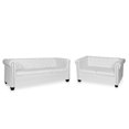 thumbnail image 1 of vidaXL Chesterfield Sofa Set 2-Seater and 3-Seater White Faux Leather, 1 of 5