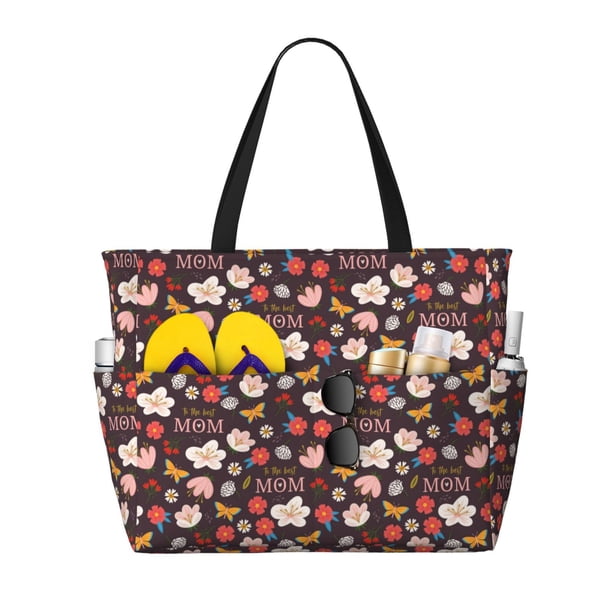 Easygdp To The Best Mom Bolsa de Viaje de Playa de Gran Capacidad, Bolsa Tote Perfecta para la Playa, Escapadas de Fin de Semana y Viajes